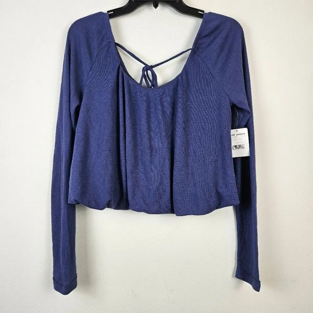Free People Purple Bondi Thermal Long Sleeve Shirt Size Medium NWT